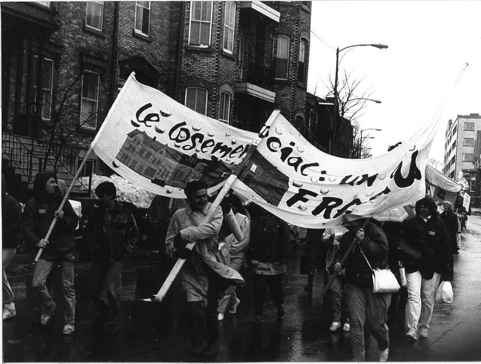 ▲ 1970년대 퀘벡 각 지역에서 재개발과 철거 반대를 위해 투쟁하고 있는 시민단체 ⓒFRAPRU   